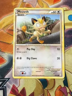 Pokemon Card Meowth HeartGold SoulSilver Common 75/123 Near Mint - Image 1