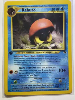 1st Edition Kabuto 56/75 Neo Discovery Common Pokemon Card - Image 1