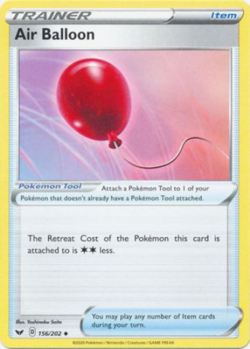 Air Balloon 156/202 Trainer Sword & Shield Pokemon Card NM/M - Image 1