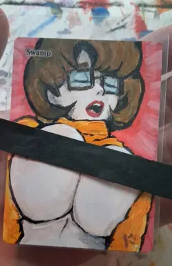 Altered MtG Hand Painted Swamp One Of A Kind Anime - Image 2