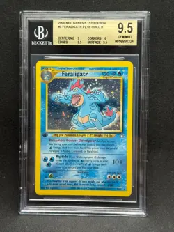 BGS 9.5 GEM MINT 1ST EDITION FERALIGATR HOLO RARE NEO GENESIS 5/111 Pokemon TCG - Image 1