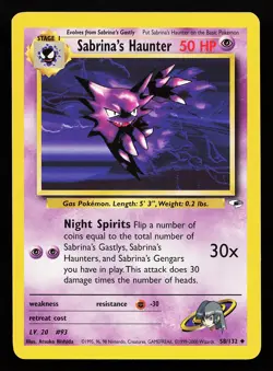Sabrina's Haunter 58/132 Uncommon Gym Heroes Pokemon Card - Image 1