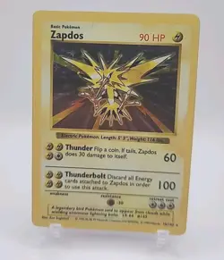Pokemon TCG Zapdos Base Set 16/102 Holo Unlimited Holo Rare Shadowless - Image 1
