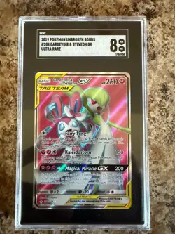 2019 Pokemon Unbroken Bonds Gardevoir Sylveon GX Ultra Rare 204 SGC 8 - Image 1