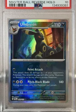2025 POKEMON PRE EN-PRISMATIC EVOLUTIONS MASTER BALL REVERSE HOLO UMBREON PSA 10 - Image 3
