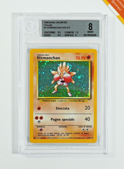 Pokemon BGS 8 Hitmonchan #7 Holo Base Set Unlimited 1999 Italiano - Image 1