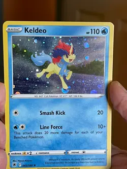 POKEMON KELDEO 045/189 RARE COSMOS HOLOFOIL ASTRAL RADIANCE LP CARD - Image 1