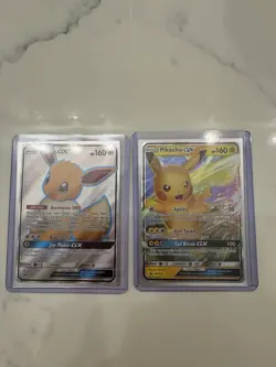 Pokemon TCG Eevee GX & Pikachu GX Promo Holo Card Lot - 2 Cards - Image 1