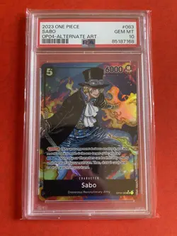 PSA 10 One Piece Kingdoms Of Intrigue Sabo Alternate Art OP04-083 Card Gem Mint - Image 1