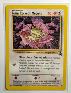 Team Rocket's Meowth 18 WoTC Black Star Promo Pokemon Card - Image 1