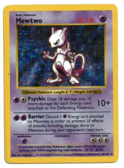 Pokemon Card: Mewtwo HOLO 10/102 SHADOWLESS Base Set Vintage Rare! GD - Image 1