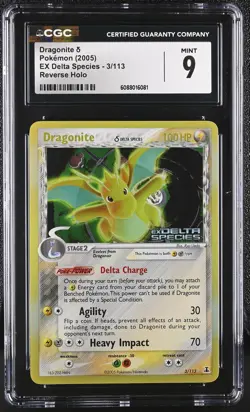 CGC 9 MINT Dragonite EX Delta Species 3/113 Reverse Holo STAMPED Pokemon Card - Image 1