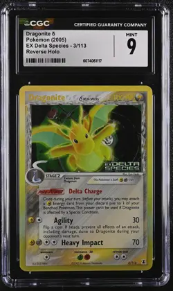 CGC 9 MINT Dragonite EX Delta Species 3/113 Reverse Holo Stamped Pokemon Card - Image 1
