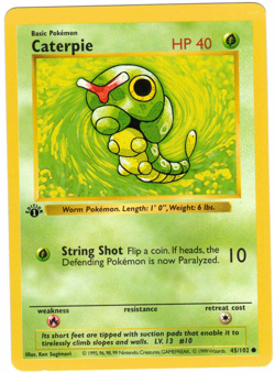 Caterpie 45/102 Base Set 1st Edition Rare Vintage Pokemon Card - Image 1