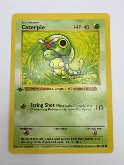 Caterpie 45/102 Base Set 1st Edition Rare Vintage Pokemon Card - Image 3