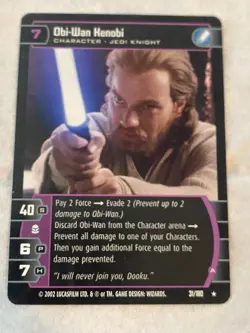 2002 Star Wars TCG WOTC OBI-WAN KENOBI (A) Rare Card LP - Image 1