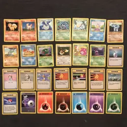 Vintage Pokemon 28 Card Lot Jungle Fossil Rocket Common Uncommon Energy WoTC LP - Image 1