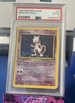 1999 POKEMON BASE SET UNLIMITED #10 MEWTWO-HOLO PSA 4 VG-EX - Image 1