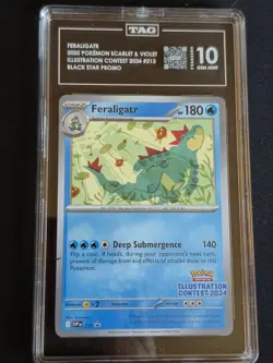 FERALIGATR TAG 10 2025 POKEMON SV#213 ILLUSTRATION CONTEST BLACKSTAR PROMO MINT - Image 1