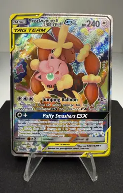 Pokemon TCG Mega Lopunny & Jigglypuff GX 226/236 Cosmic Eclipse Holo Alt Art - Image 1