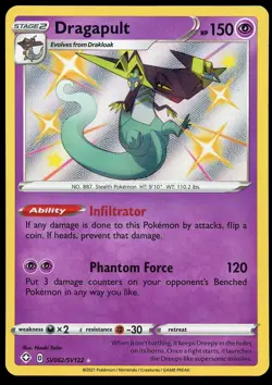Pokemon TCG Dragapult Holo Shiny Rare Shining Fates SV062/SV122 NM - Image 1