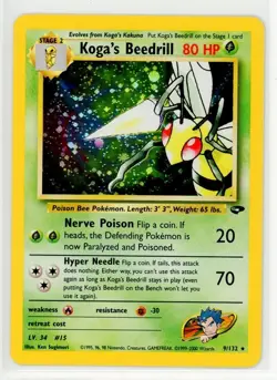 2000 Pokemon Gym Challenge Koga's Beedrill Holo Rare 9/132 NM - Image 1