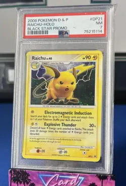 2008 Pokemon D & P Black Star Promo - Raichu DP21 - PSA 7 Holo - Image 1