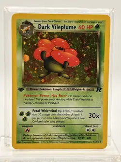 Pokemon Dark Vileplume Team Rocket 1st Edition Holo Rare 13/82 Holo Swirl - Image 1