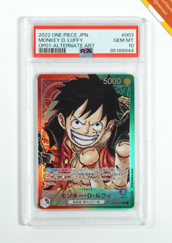 One Piece PSA 10 Monkey D. Luffy #OP01-003 Romance Dawn Alt Art 2022 Japanese - Image 1