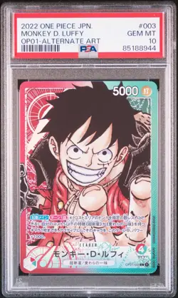 One Piece PSA 10 Monkey D. Luffy #OP01-003 Romance Dawn Alt Art 2022 Japanese - Image 2