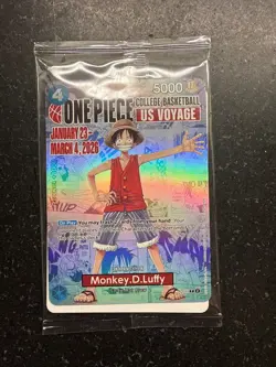One Piece Monkey.D.Luffy College Basketball US Voyage Promo Card Sealed Rutgers - Image 1