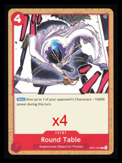 OP01-027 Round Table Romance Dawn One Piece Card Game X4 Playset NM - Image 1