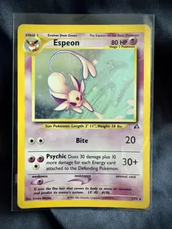 Espeon 1/75 Neo Discovery Holo Rare WOTC Pokemon Card LP Vintage Eeveelution - Image 3
