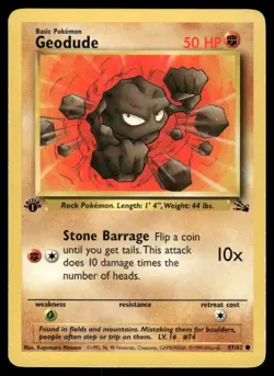 Pokemon Cards Geodude 47/62 1ST EDITION Fossil WOTC Common NM - Image 1