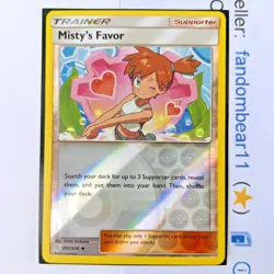Misty's Favor REVERSE HOLO card 202/236 Sun & Moon Unified Minds Pokemon 2019 - Image 1