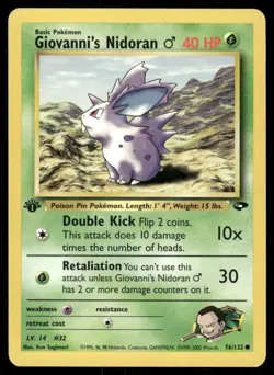 Pokemon Cards Giovanni's Nidoran M 76/132 1ST EDITION Gym Challenge Common NM - Image 1