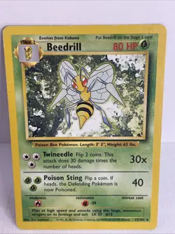 1999 Pokemon TCG Base Set Beedrill #17/102 Rare Unlimited Non-Holo Card MP - Image 1