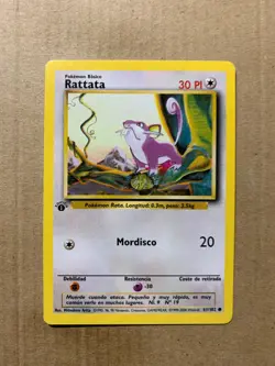 1st Edition SPANISH Rattata 61/102 Base Set - Common Pokemon Card - NM/Mint - Image 1