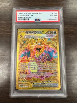 Charizard 2023 Pokemon PSA Gem Mint 10 Card #228/197 Obsidian Flames Hyper Rare - Image 1