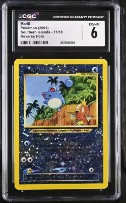 CGC 6 Marill 2001 Southern Islands 11/18 Reverse Holo Pokemon Card - Image 1