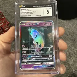 2017 Pokemon Sun & Moon Shining Legends Mewtwo GX Secret Rare Card 78/73 CGC 5 - Image 1