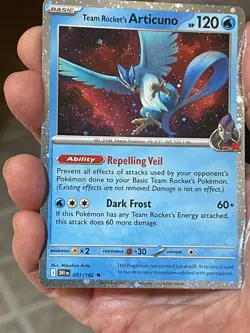 POKEMON TEAM ROCKET'S ARTICUNO 051/182 RARE COSMOS HOLO DESTINED RIVALS NM CARD - Image 2