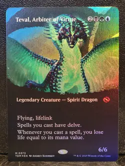 MTG Tarkir Dragonstorm Teval, Arbiter Of Virtue Foil 0373 Mythic Borderless Nm-M - Image 1