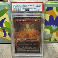 Final Fantasy Magic the Gathering the Fire Crystal Borderless Foil PSA 8 - Image 1
