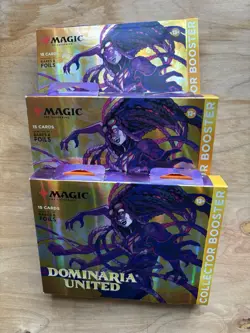 Magic the Gathering: Sealed Dominaria United- 3 Collector Booster Omega Packs - Image 1