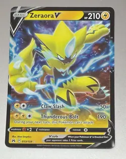 POKEMON ZERAORA V 053/159 CROWN ZENITH RARE HOLO MINT PACK TO SLEEVE - Image 1