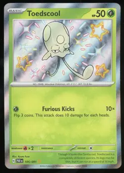 Pokemon TCG Toedscool Holo Shiny Rare S&V Paldean Fates 105/091 NM - Image 1