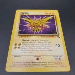Pokemon TCG Zapdos 30/62 Fossil Base Set Standard Unlimited 1999 LP - Image 1
