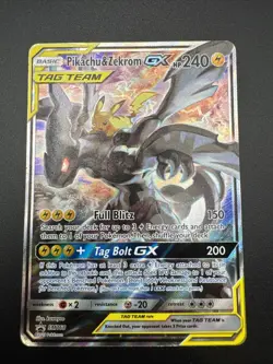 Pokemon Pikachu & Zekrom GX SM168 Tag Team Tins Full Art Black Star Promo - Image 1