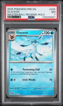 Glaceon (Master Ball Pattern) 025/131 Sv: Prismatic Evolutions Pokemon TCG PSA 9 - Image 1